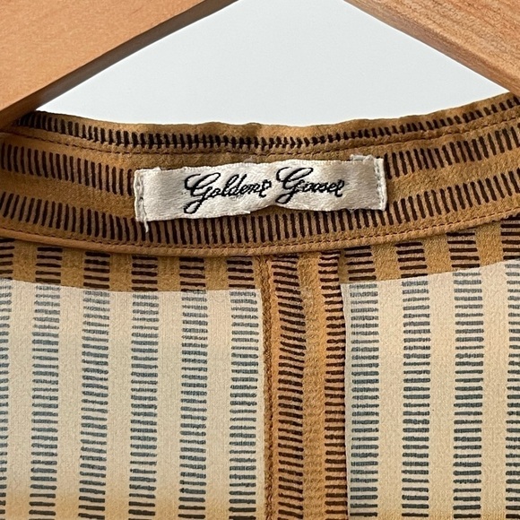 Golden Goose Graphic Striped Print Two Tone Yellow White Long Sleeve Blouse Sm - Picture 3 of 7